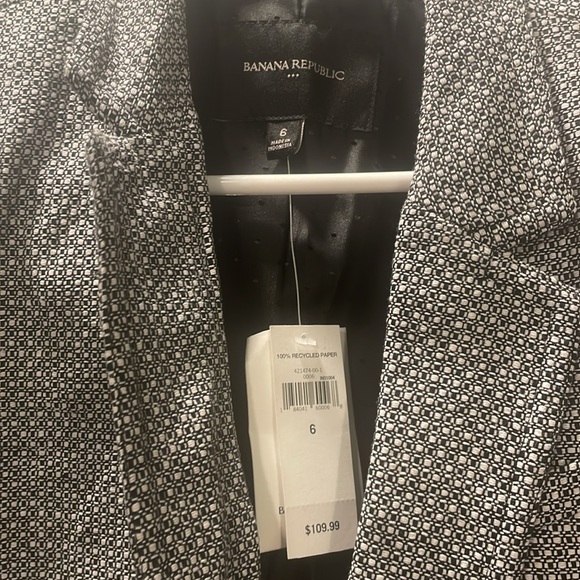 NWT banana republic blazer women’s 6: black and white stitched pattern - Picture 3 of 4